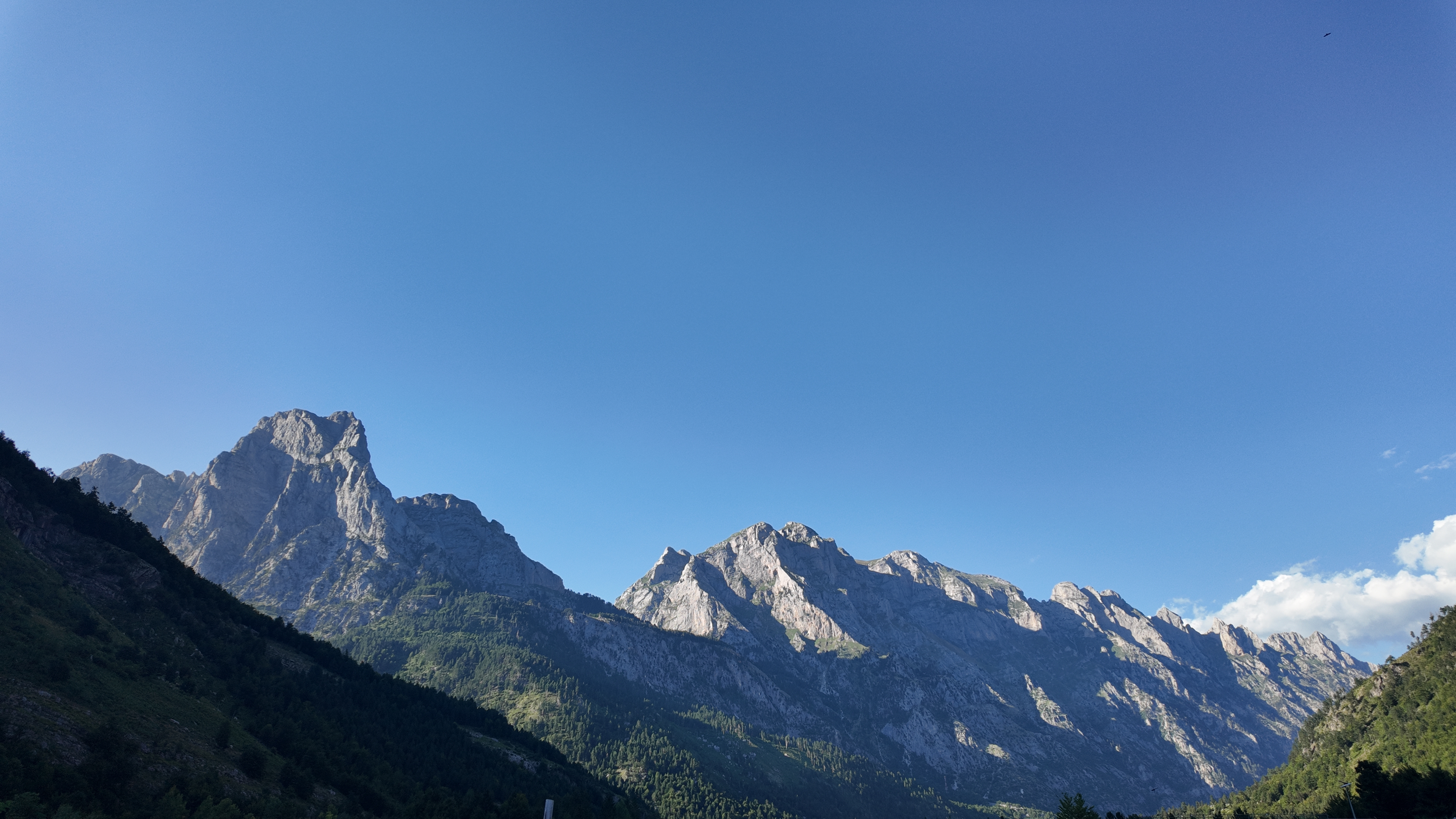 The Albanian Alps beneath a clear blue sky