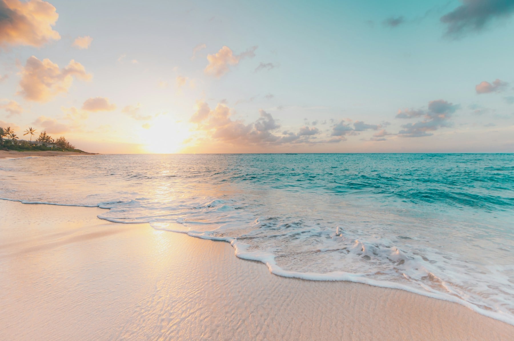 A quiet beach at sunset