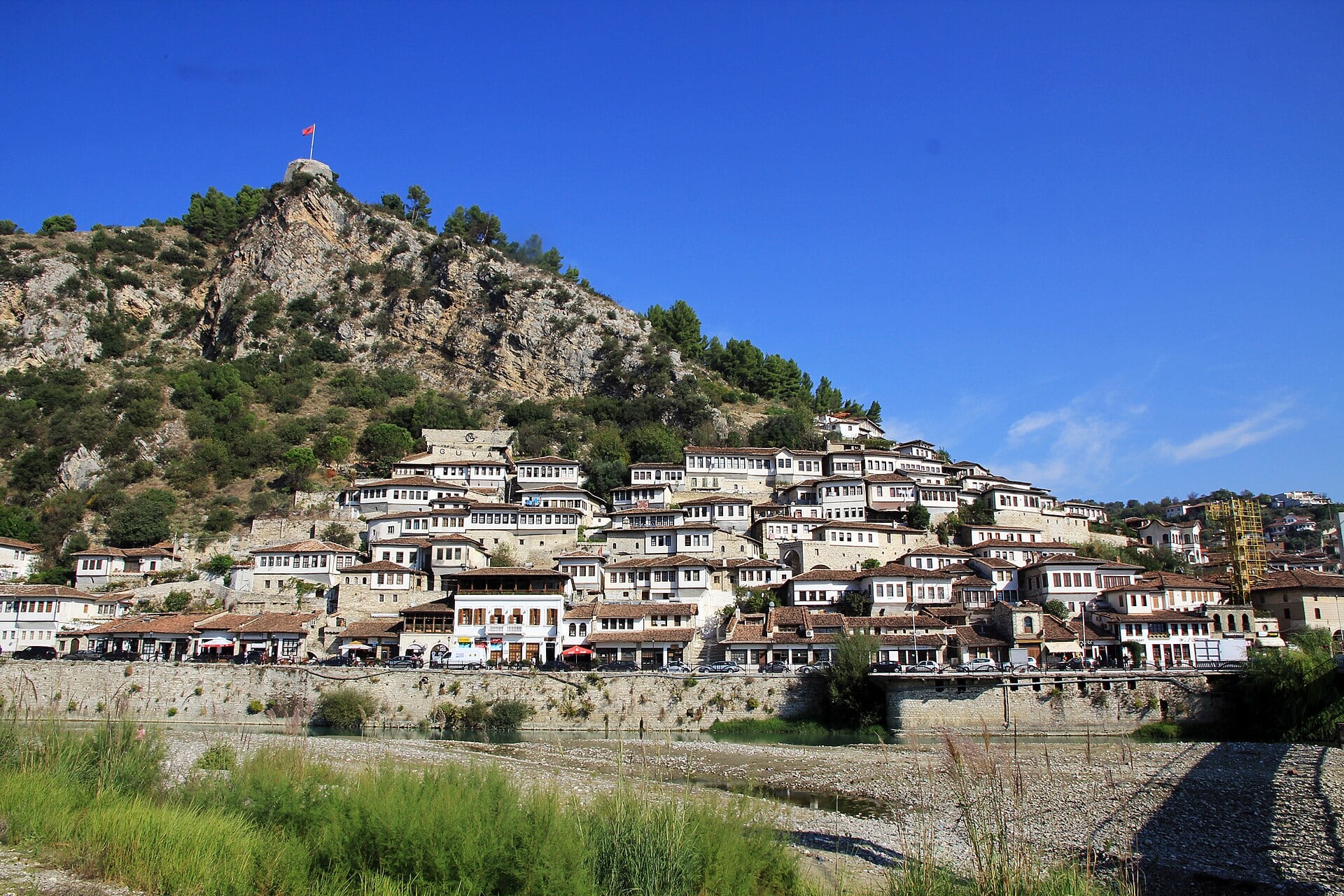 The historic Mangalem quarter beneath Berat Castle