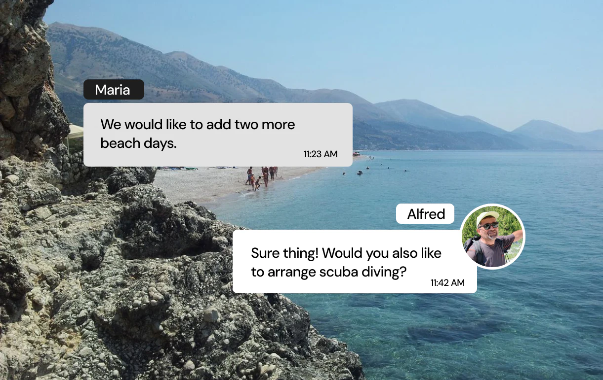 A traveler and local specialist planning extra beach days on the Albanian coast
