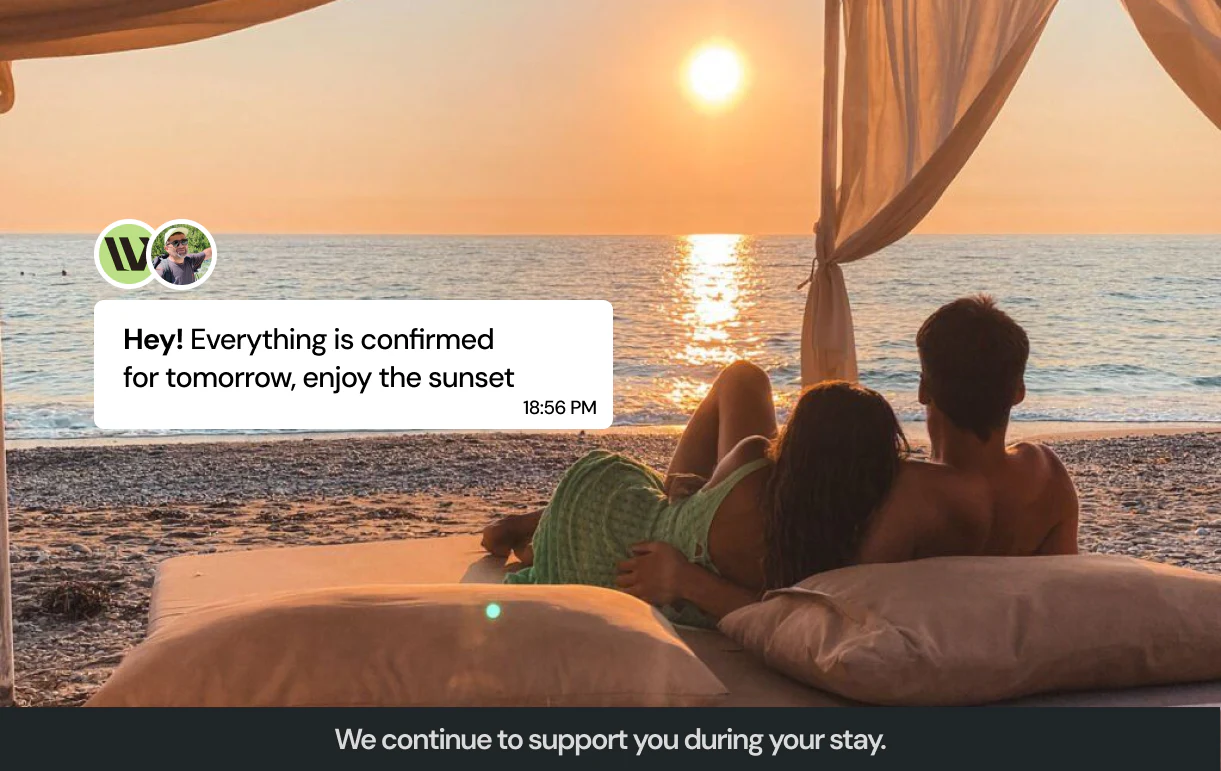 A couple receiving local trip support while relaxing on an Albanian beach
